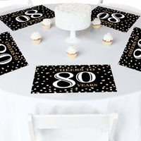 Adult 80th Birthday - Gold - Party Table Decorations - Birthday Party Placemats - Set of 16