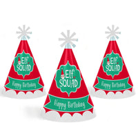 Elf Squad - Cone Happy Birthday Party Hats for Kids and Adults - Set of 8 (Standard Size)