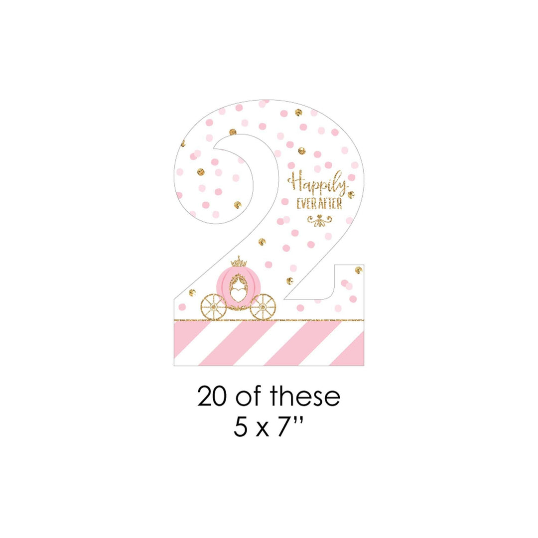 2nd Birthday Little Princess Crown - Pink and Gold Princess Second Birthday Party DIY Decorations - Clothespin Garland Banner - 44 Pieces