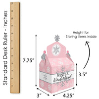 Pink Winter Wonderland - Treat Box Party Favors - Holiday Snowflake Birthday Party and Baby Shower Goodie Gable Boxes - Set of 12