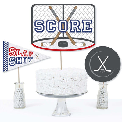 Shoots & Scores! - Hockey - Baby Shower or Birthday Party Centerpiece Sticks - Table Toppers - Set of 15