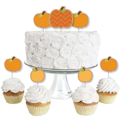 Pumpkin Patch - Dessert Cupcake Toppers - Fall, Halloween or Thanksgiving Party Clear Treat Picks - Set of 24
