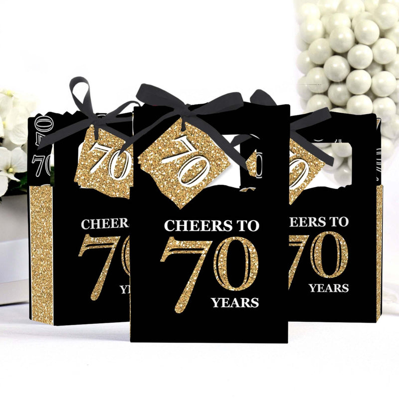 Adult 70th Birthday - Gold - Birthday Party Favor Boxes - Set of 12