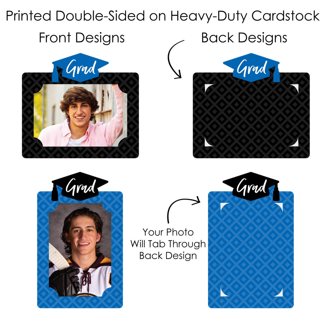 Blue Grad - Best is Yet to Come - Graduation Party Picture Centerpiece Sticks - Photo Table Toppers - 15 Pieces