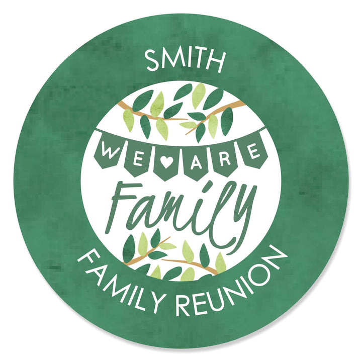 Family Tree Reunion - Round Personalized Family Gathering Party Circle Sticker Labels - 24 ct
