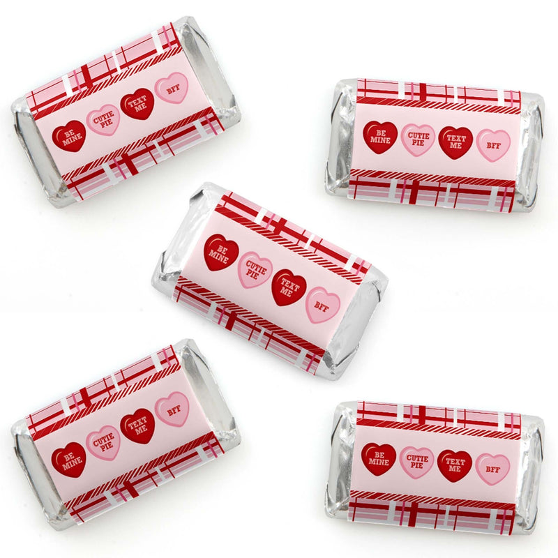Conversation Hearts - Mini Candy Bar Wrapper Stickers - Valentine&
