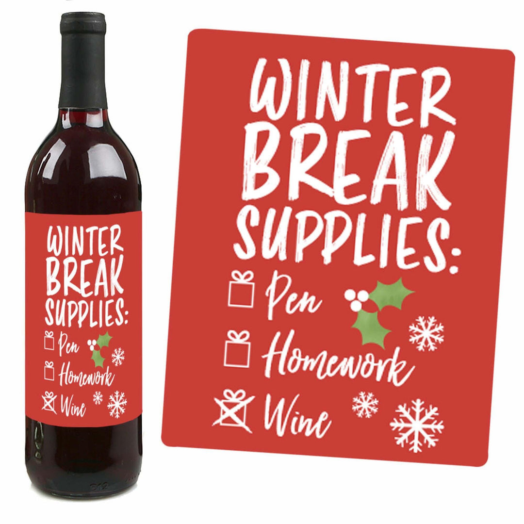 Teacher Holiday Presents - Teacher Appreciation Christmas Gifts Decorations for Women and Men - Wine Bottle Label Stickers - Set of 4