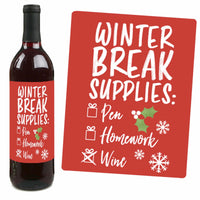 Teacher Holiday Presents - Teacher Appreciation Christmas Gifts Decorations for Women and Men - Wine Bottle Label Stickers - Set of 4