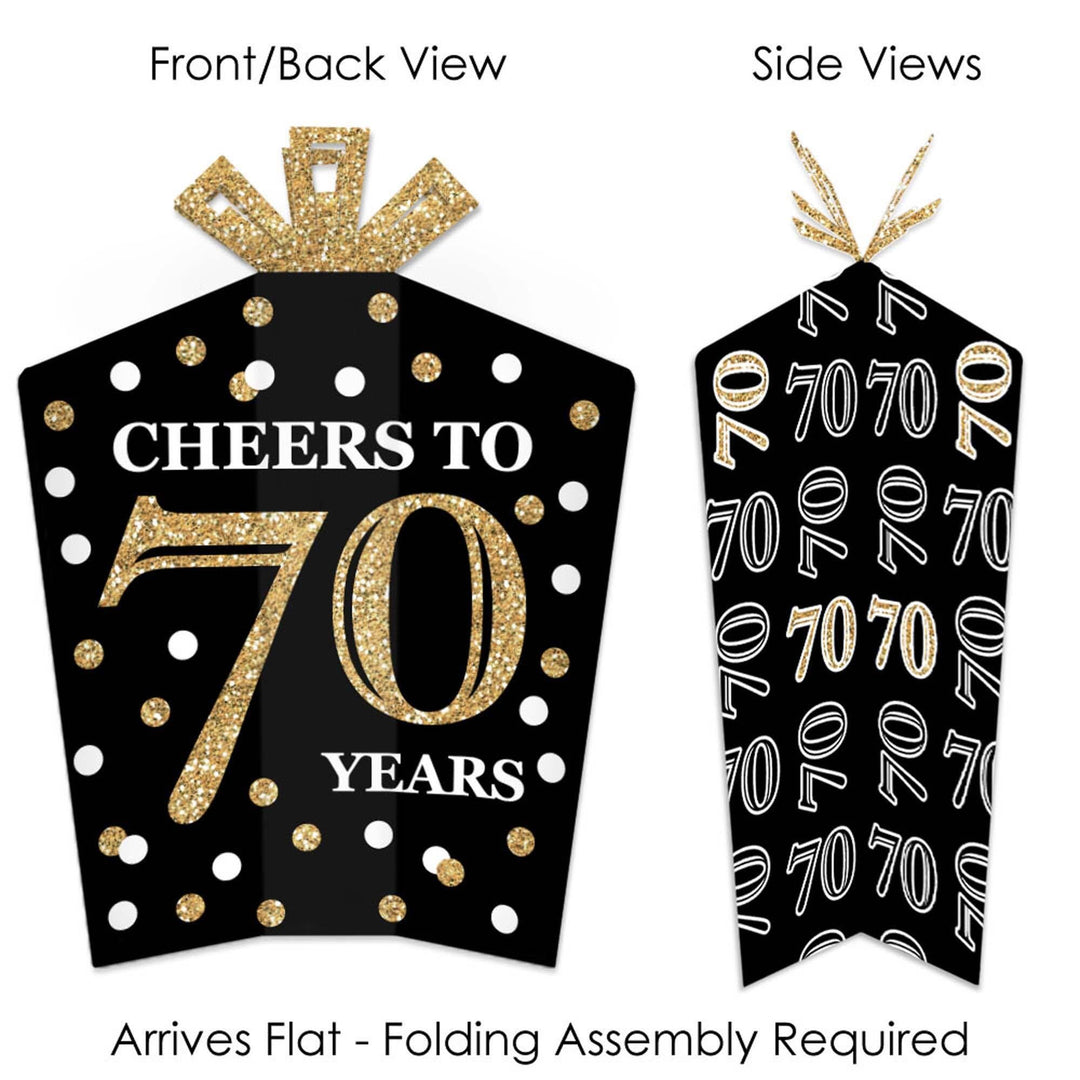 Adult 70th Birthday - Gold - Table Decorations - Birthday Party Fold and Flare Centerpieces - 10 Count