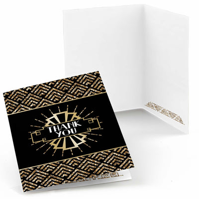 Roaring 20's - Set of 8 1920s Art Deco Jazz Party Thank You Cards