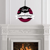 Maroon Grad - Best is Yet to Come - Outdoor Burgundy Graduation Party Decor - Front Door Wreath