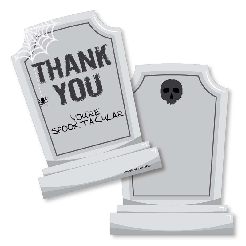 Graveyard Tombstones - Shaped Thank You Cards - Halloween Party Thank You Note Cards with Envelopes - Set of 12
