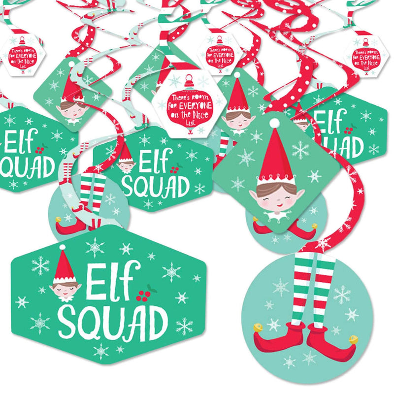 Elf Squad - Kids Elf Christmas and Birthday Party Hanging Decor - Party Decoration Swirls - Set of 40