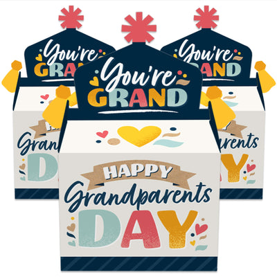 Happy Grandparents Day - Treat Box Party Favors - Grandma & Grandpa Party Goodie Gable Boxes - Set of 12