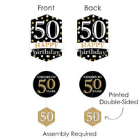 Adult 50th Birthday - Gold - Birthday Party DIY Dangler Backdrop - Hanging Vertical Decorations - 30 Pieces