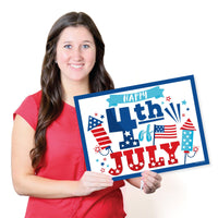 Firecracker 4th of July - Paper Red, White and Royal Blue Party Coloring Sheets - Activity Placemats - Set of 16