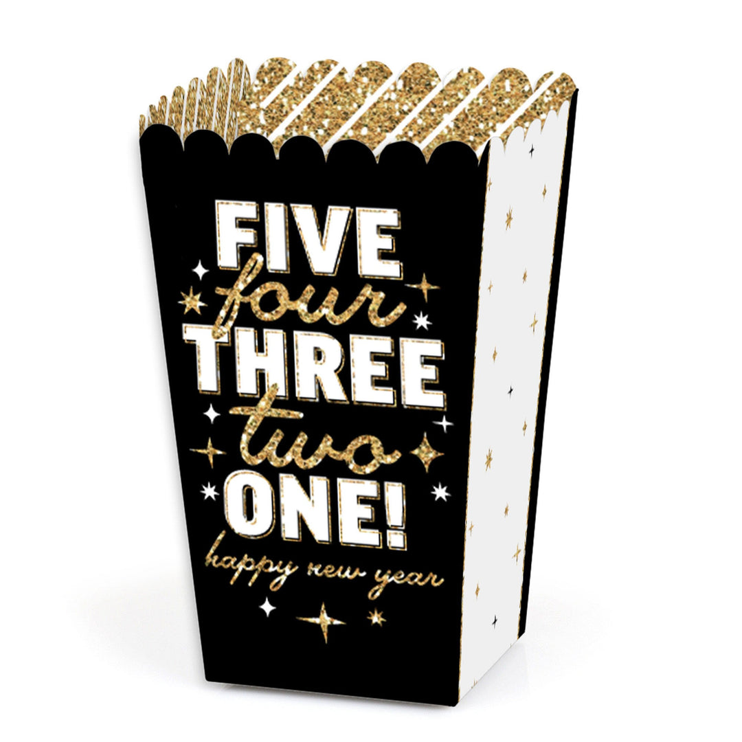 Hello New Year - NYE Party Favor Popcorn Treat Boxes - Set of 12