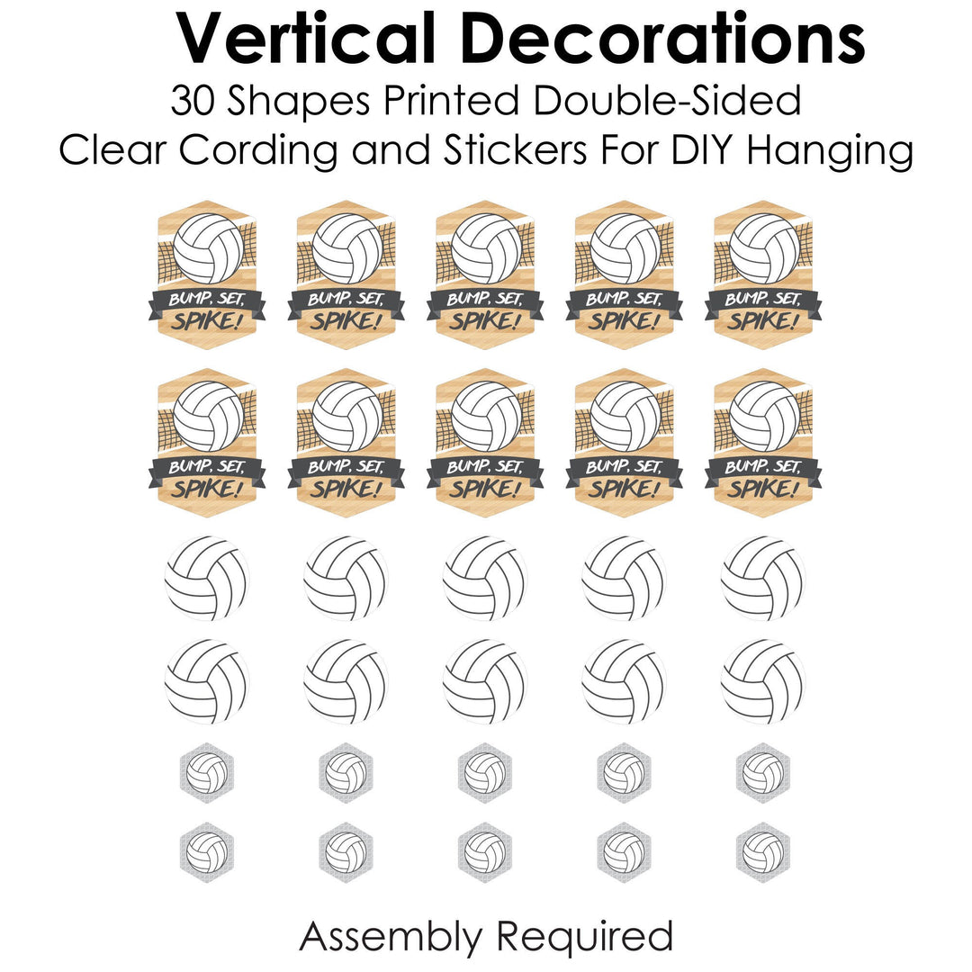 Bump, Set, Spike - Volleyball - Baby Shower or Birthday Party DIY Dangler Backdrop - Hanging Vertical Decorations - 30 Pieces