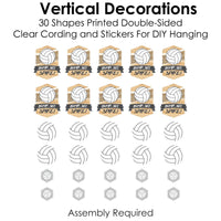 Bump, Set, Spike - Volleyball - Baby Shower or Birthday Party DIY Dangler Backdrop - Hanging Vertical Decorations - 30 Pieces