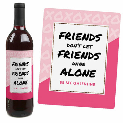 Be My Galentine - Valentine's Day Decorations for Women - Wine Bottle Labels - Set of 4