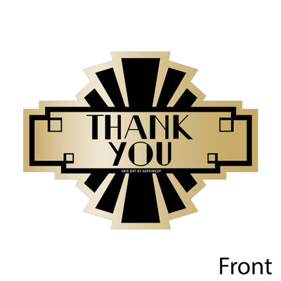 Roaring 20's - Shaped Thank You Cards - 1920s Art Deco Jazz Party Thank You Note Cards with Envelopes - Set of 12