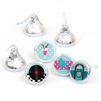 50's Sock Hop - Round Candy Labels 1950s Rock N Roll Party Favors - Fits Hershey's Kisses - 108 ct