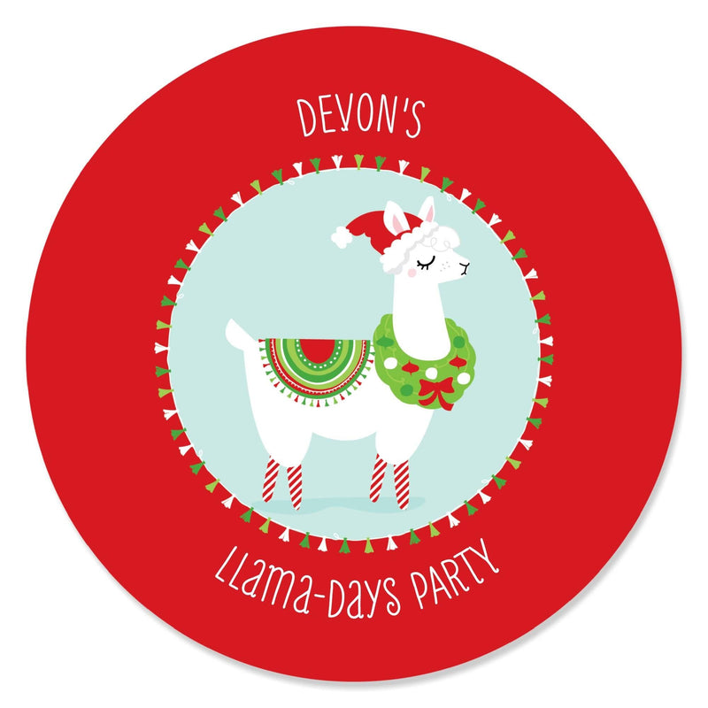 Fa La Llama - Personalized Christmas and Holiday Party Sticker Labels - 24 ct