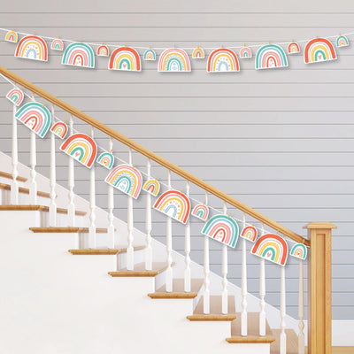 Hello Rainbow - Boho Baby Shower or Birthday Party DIY Decorations - Clothespin Garland Banner - 44 Pieces