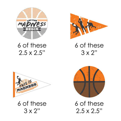 Basketball - Let the Madness Begin - DIY Shaped College Basketball Party Cut-Outs - 24 Count