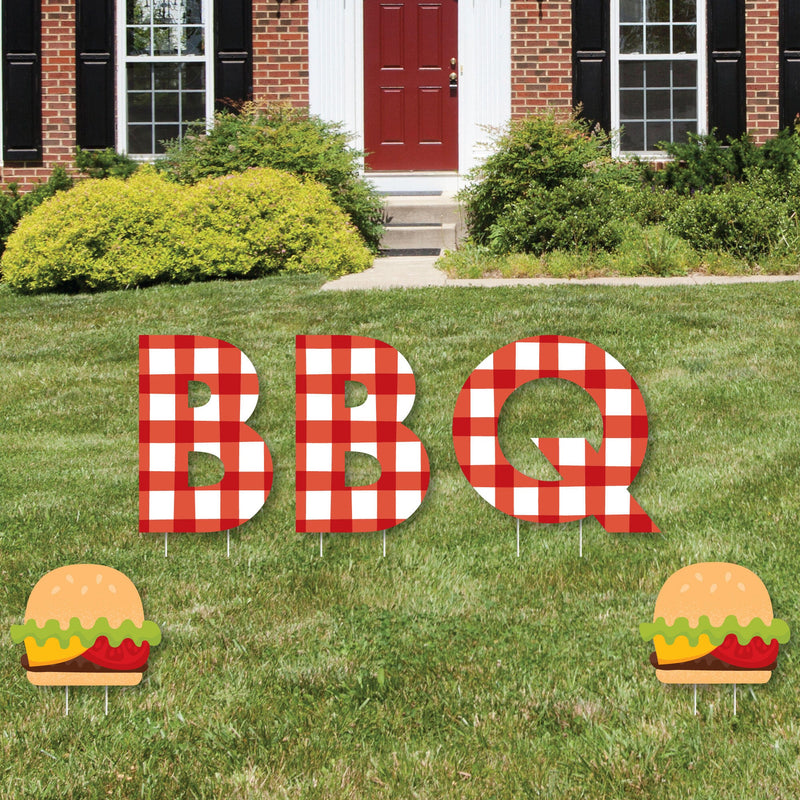 Fire Up the Grill - Yard Sign Outdoor Lawn Decorations - Summer BBQ Picnic Party Yard Signs - BBQ