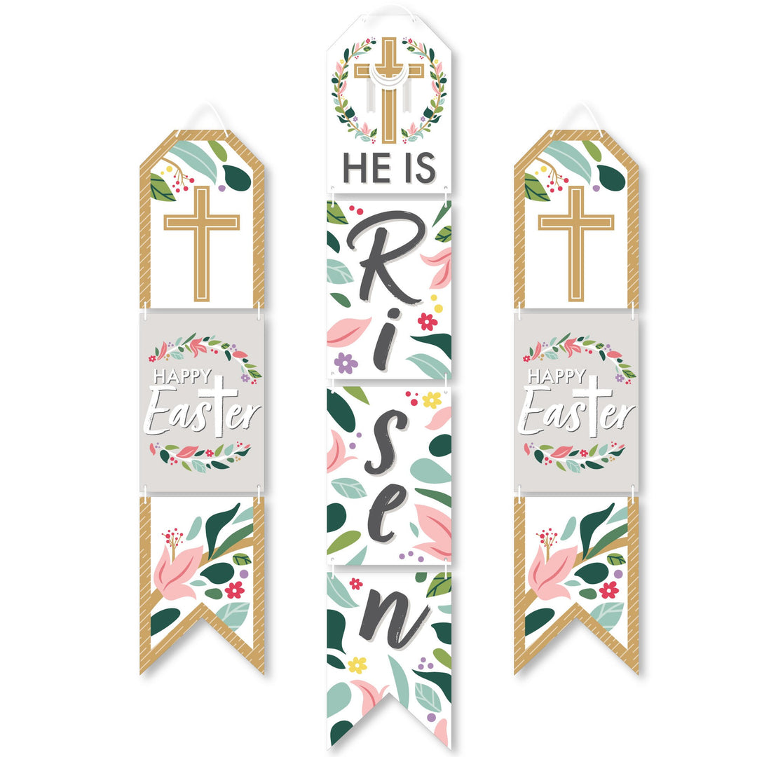 Religious Easter - Hanging Vertical Paper Door Banners - Christian Holiday Party Wall Decoration Kit - Indoor Door Decor
