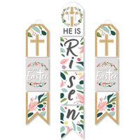 Religious Easter - Hanging Vertical Paper Door Banners - Christian Holiday Party Wall Decoration Kit - Indoor Door Decor