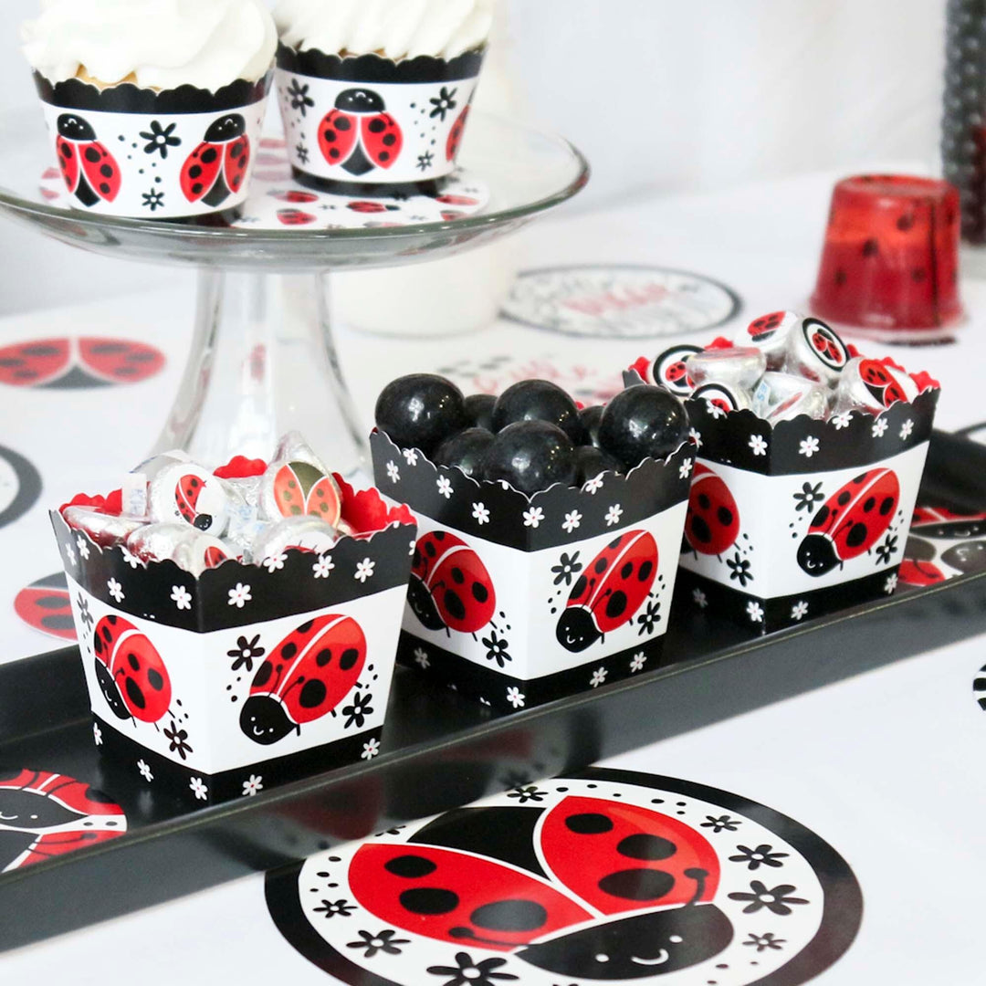 Happy Little Ladybug - Party Mini Favor Boxes - Baby Shower or Birthday Party Treat Candy Boxes - Set of 12