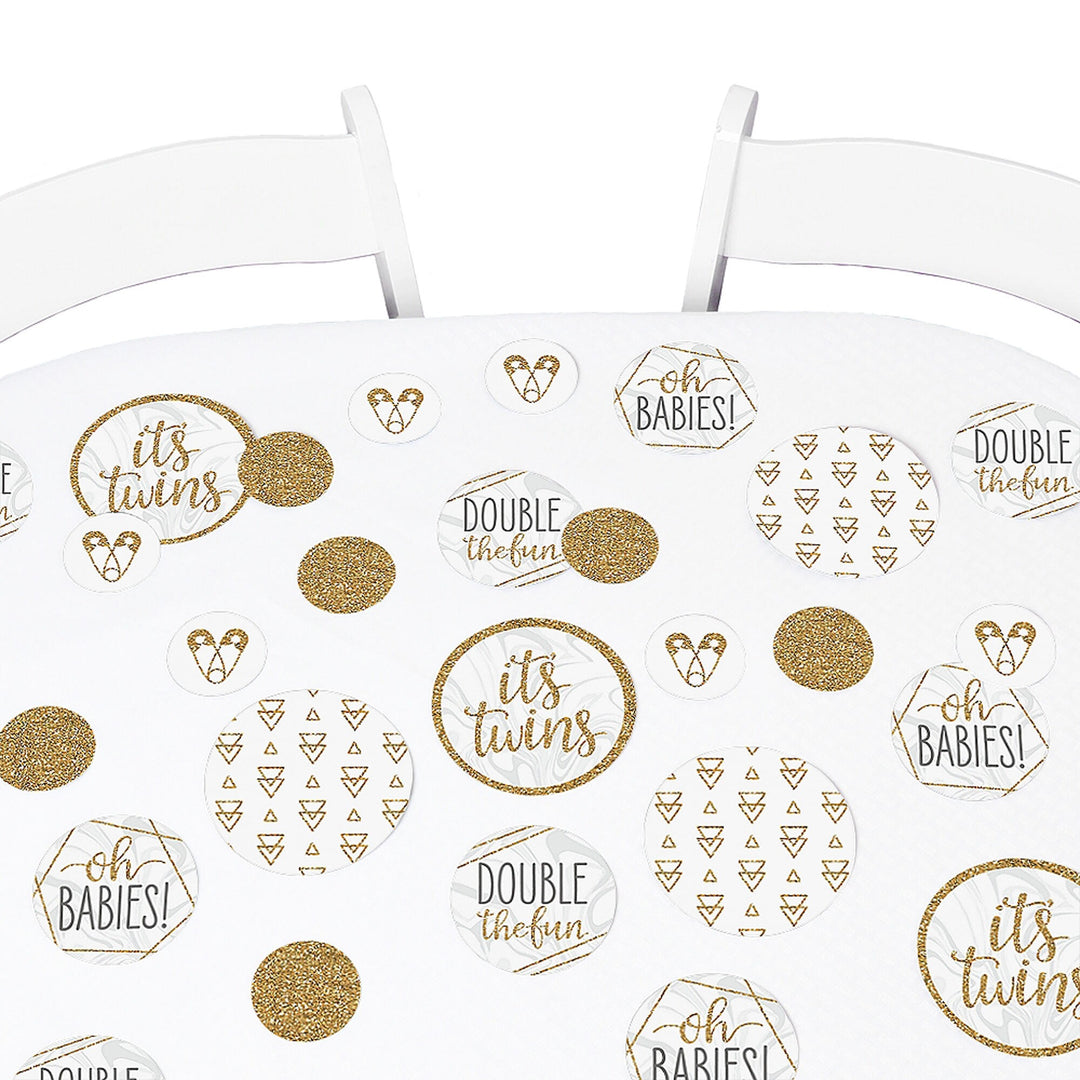 It's Twins - Gold Twins Baby Shower Giant Circle Confetti - Party Decorations - Large Confetti 27 Count