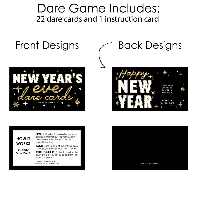 Hello New Year - NYE Party Game Scratch Off Dare Cards - 22 Count