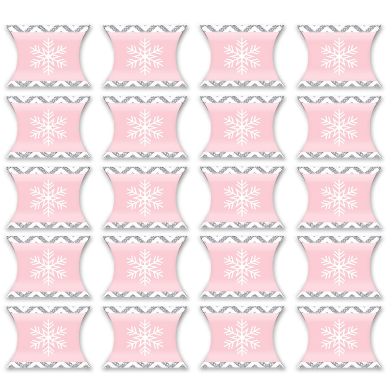 Pink Winter Wonderland - Favor Gift Boxes - Holiday Snowflake Birthday Party and Baby Shower Petite Pillow Boxes - Set of 20