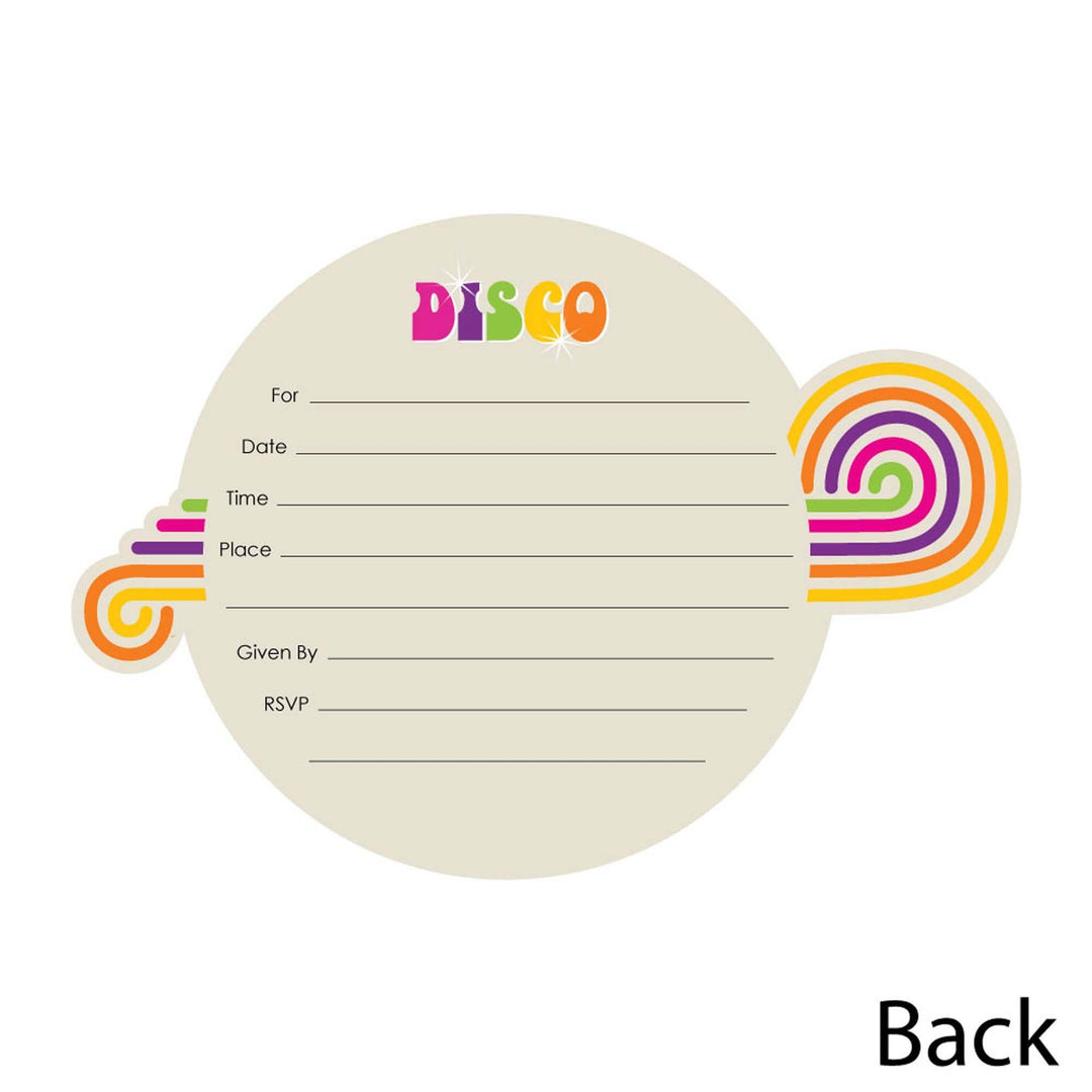 70's Disco - Shaped Fill-In Invitations - 1970s Disco Fever Party Invitation Cards with Envelopes - Set of 12