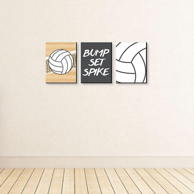 Bump, Set, Spike - Volleyball - Sports Themed Nursery Wall Art, Kids Room Decor and Game Room Home Decorations - 7.5 x 10 inches - Set of 3 Prints