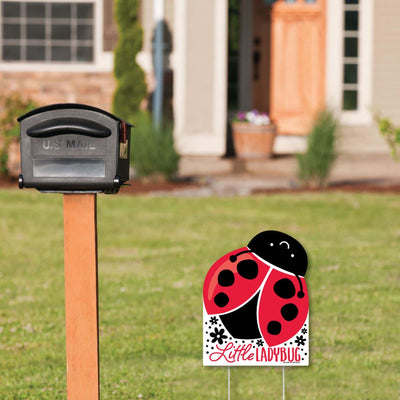 Happy Little Ladybug - Outdoor Lawn Sign - Baby Shower or Birthday Party Yard Sign - 1 Piece