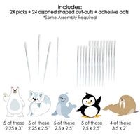 Arctic Polar Animals - Dessert Cupcake Toppers - Winter Baby Shower or Birthday Party Clear Treat Picks - Set of 24