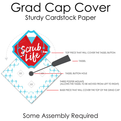 Nurse Graduation - Medical Nursing Graduation Cap Decorations Kit - Grad Cap Cover
