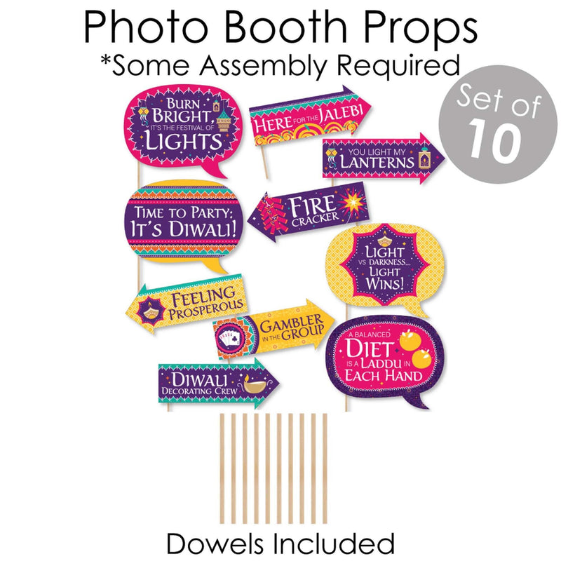 Happy Diwali - Banner and Photo Booth Decorations - Festival of Lights Party Supplies Kit - Doterrific Bundle