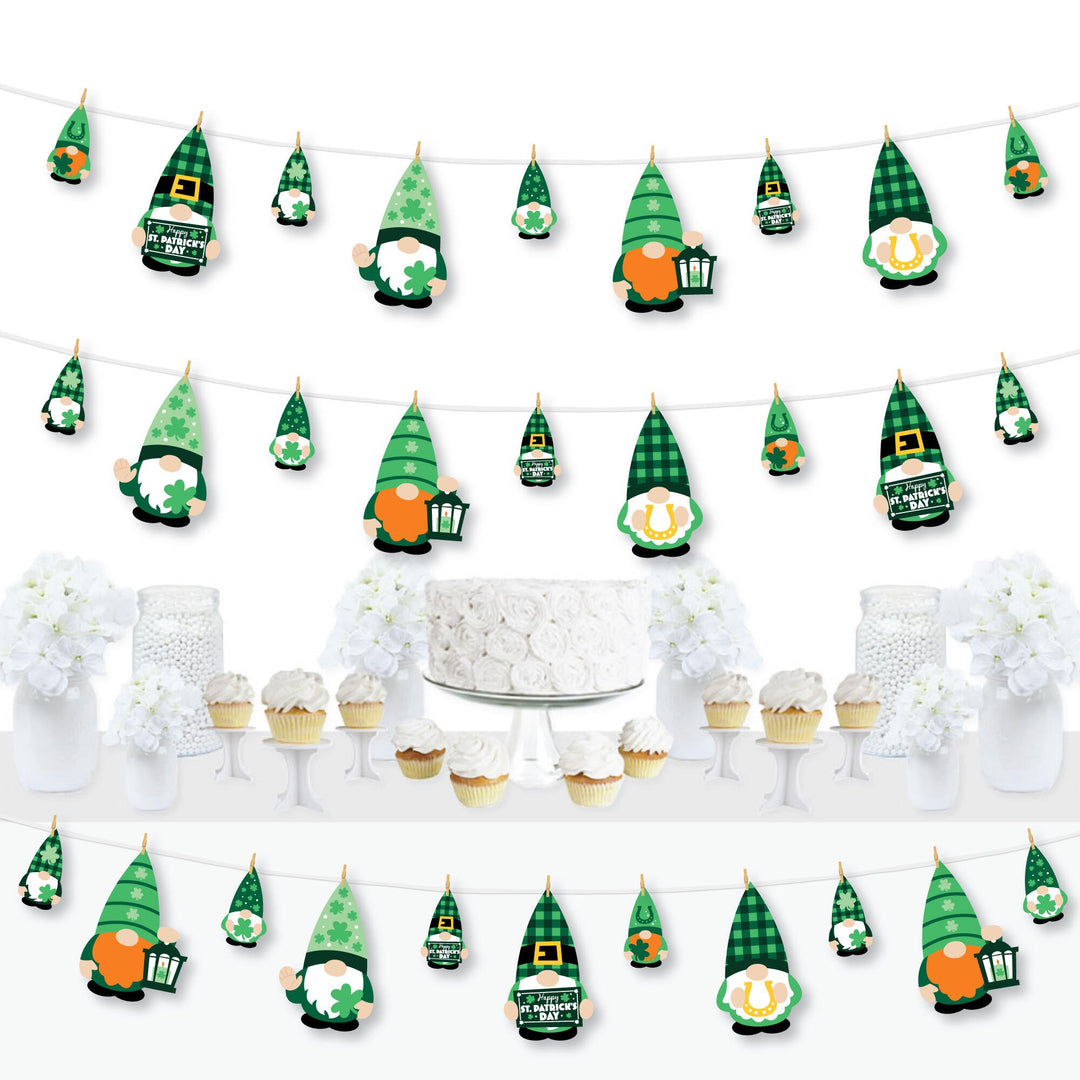 Irish Gnomes - St. Patrick's Day Party DIY Decorations - Clothespin Garland Banner - 44 Pieces
