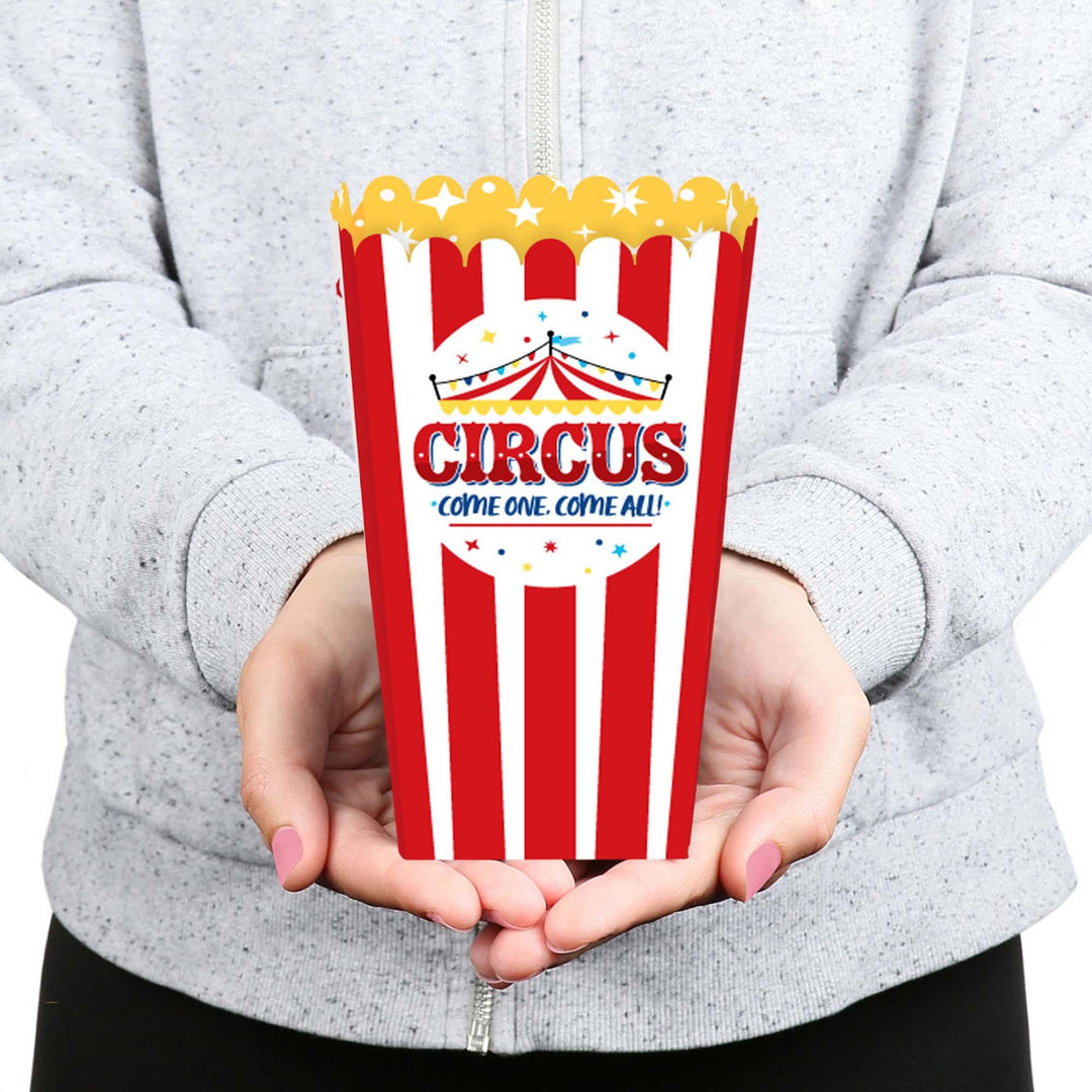 Carnival - Step Right Up Circus - Carnival Themed Baby Shower or Birthday Party Favor Popcorn Treat Boxes - Set of 12