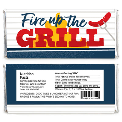 Fire Up the Grill - Candy Bar Wrapper Summer BBQ Picnic Party Favors - Set of 24