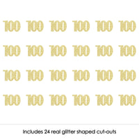 Gold Glitter 100 - No-Mess Real Gold Glitter Cut-Out Numbers - 100th Birthday Party Confetti - Set of 24