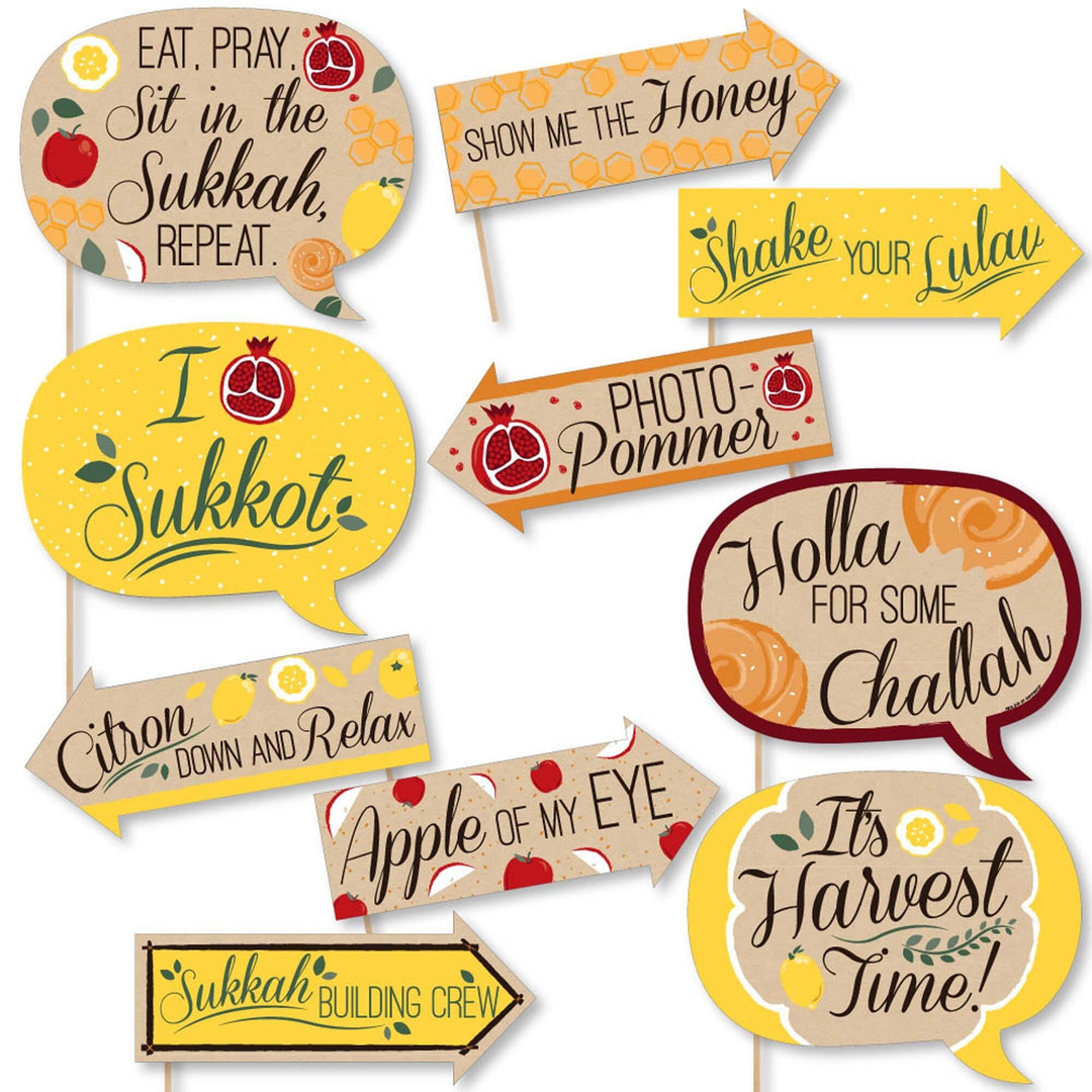 Funny Sukkot - Sukkah Jewish Holiday Photo Booth Props Kit - 10 Piece