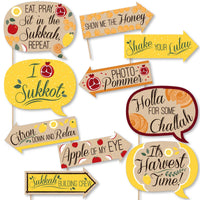 Funny Sukkot - Sukkah Jewish Holiday Photo Booth Props Kit - 10 Piece