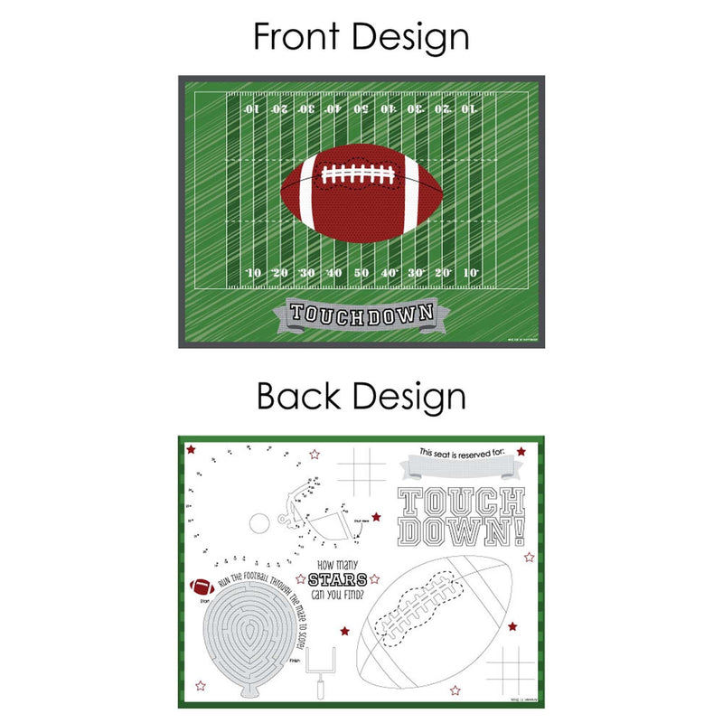 End Zone - Football - Paper Birthday Party Coloring Sheets - Activity Placemats - Set of 16