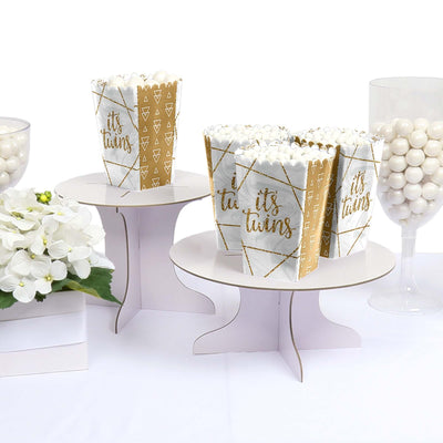It's Twins - Gold Twins Baby Shower Favor Popcorn Treat Boxes - Set of 12
